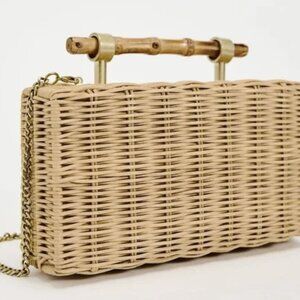 Zara basket woven clutch